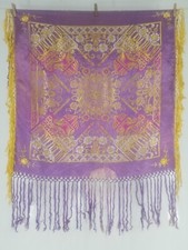 Vintage gorgeous WWll Taj Mahal Silk satin Piano Shawl 1940s scarf 82x81cm