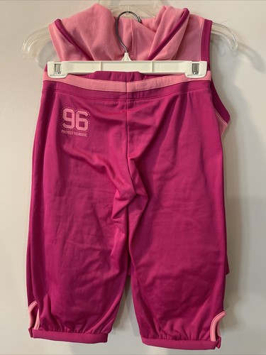 Under Armour Girls Large Pink Fleece Outfit- Vneck Hoodie Tank and Capris! A2914 - Picture 2 of 12