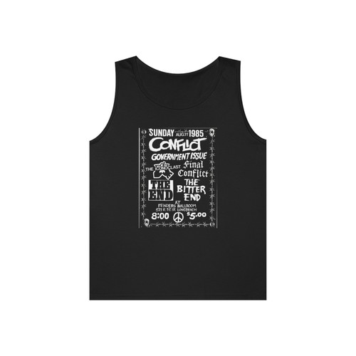 Old School Punk Rock Flyer Long Beach Fenders Conflict Heavy Cotton Tank Top - Picture 2 of 9