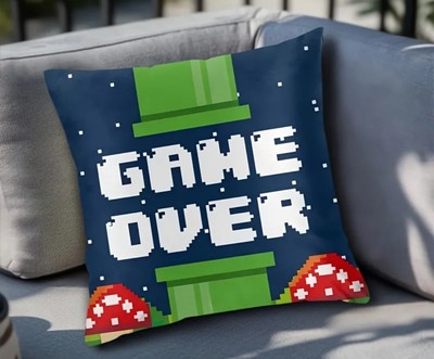 2er Set Kissenbezug 45cm x 45cm Game Over Nintendo Super Mario Style Retro Neu 