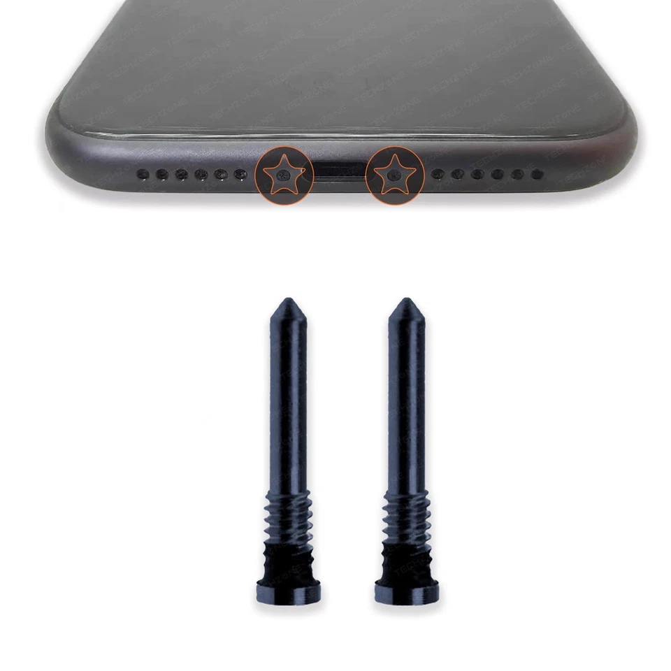 TECHZONE 2 X BLACK Bottom Pentalobe Torx Screws for Apple iPhone 11 / 11 Pro / 11 Pro Max
