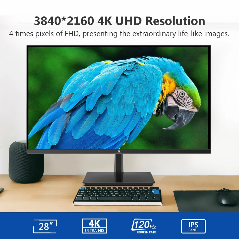 Z-EDGE U28I4K 28" 4K 3840 x 2160 UHD 120Hz IPS Monitor, HDMI x2, DP x2, FreeSync - Image 4 of 4