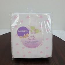 Babies R Us Jersey Knit Crib Sheet White Pink Heart Cotton