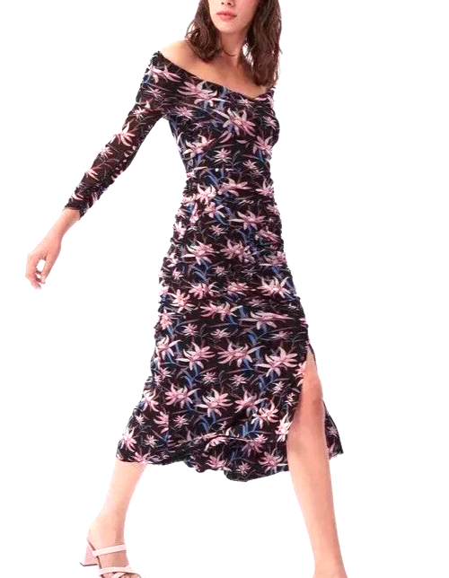 floral tulle ruched midi dress Dolce & Gabbana