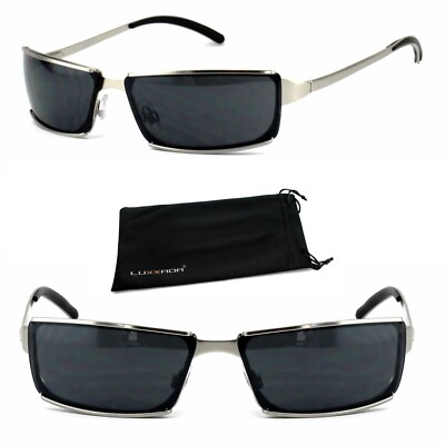 Rennec Sonnenbrille Schmal Rechteckig Silber Schwarz Getönt Metallbrille 621ssw