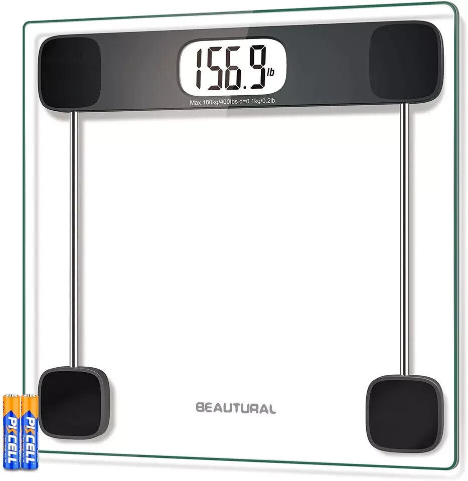 Digital Bathroom Scale for Body Weight NEW Transparent Tempered Glass Scale LCD