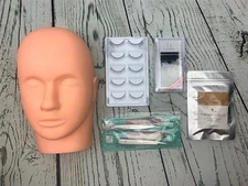 Eyelash Extension Kit with Mannequin Head Practice Head for Eyelash Makeup