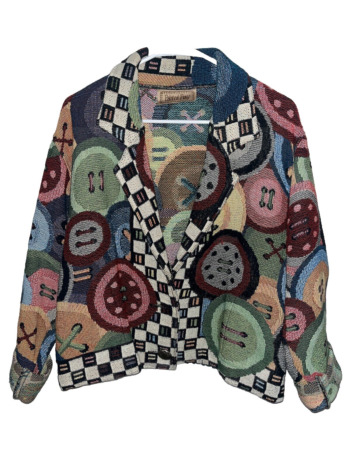 Giacca cardigan pony donna aperto davanti dipinto PONY BOTTONE MANCANTE Artsy