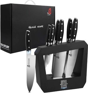 TUO TC1216 Faucon noir Series Couteau de cuisine allemand en acier au carbone, 7 Pcs