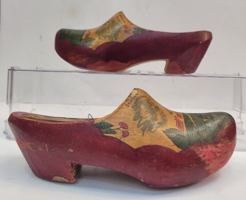 Vtg Hand Carved Painted Wooden Holland Dutch Style Clogs Belgium Shoes Sz 31 EU - Picture 6 of 24