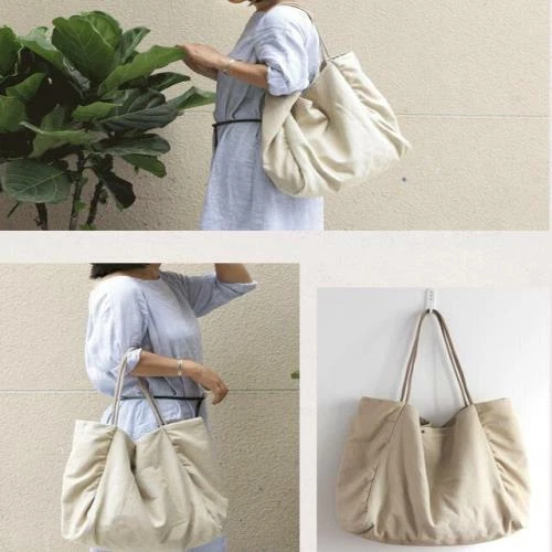 Fashion Womens Loose Casual Slouchy Canvas Big Bags Shoulder Bags Big Tote - Picture 7 of 20