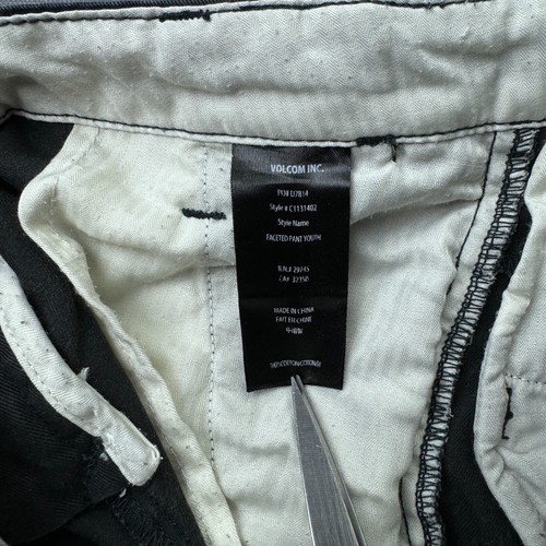Volcom Faceted Pants Youth Boys 8 Black Cotton Regular Fit Skateboarding Casual - Picture 6 of 12