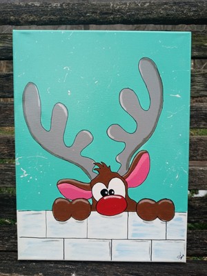 Cartoon Rudolph Painting