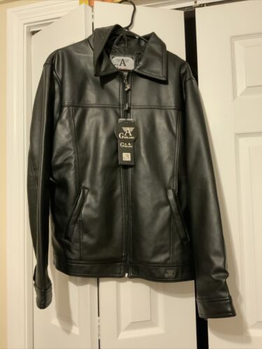 Black Faux Leather Full Zip Jacket Mens Size XL G A Milano