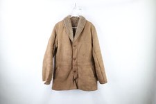 Vtg 70s Mens 42 Distressed Shearling Suede Leather Marlboro Man Rancher Jacket