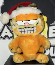 Vintage 1981 Dakin 9   Christmas Garfield WIth Santa Hat Smiling Rare