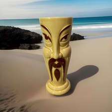 Vintage 60s ORCHIDS OF HAWAII Fu Manchu TIKI Face MUG Tumbler Vase Cup MCM
