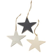 3/Set Wooden Star Ornaments Choose from Small Medium Large Natural Blue CWI
