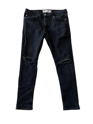 Topman Jeans Stretch Skinny Black Men's Size 32x27 Good Condition