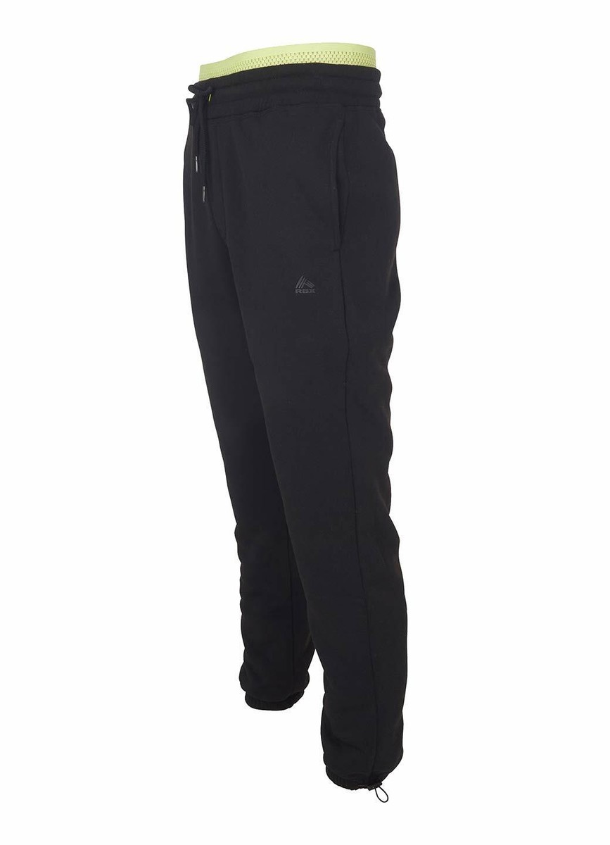 RBX Mens Athletic Adjustable Waist Drawstring Cuff Fleece Jogger