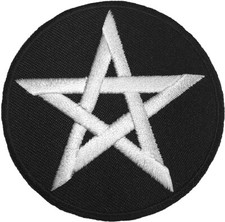 Pentacle Circle Sign Star Jacket DIY Costume Design Symbol Sew Iron on Patch BLK