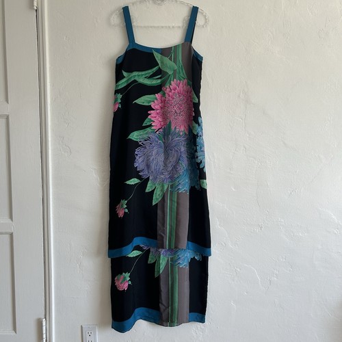 Vintage Brijo Silk Maxi Dress Beaded Floral Flapper Layer Column Dress Sz S/M - Picture 6 of 10