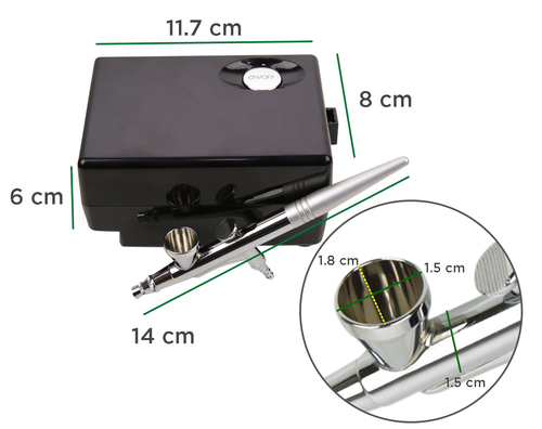 Dual-Action Airbrush Kit w/ Portable Quiet Compressor+Hose,Gun for Multipurpose - Picture 5 of 6