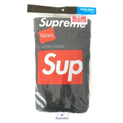 Supreme Hanes Boxer Briefs - Black - Small - Pack of 4 - 100% Genuine Authentic!