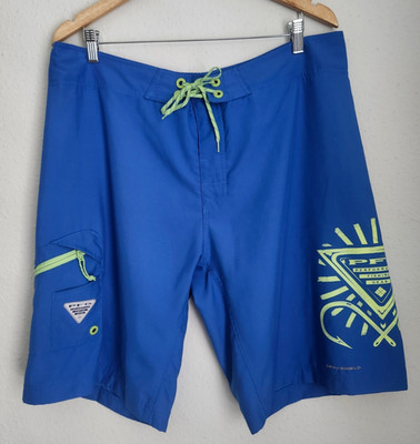 COLUMBIA PFG Royal Blue Board Shorts 11'' Inseam 38'' W Beach Pool Summer River