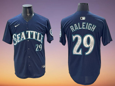 Seattle Mariners #29 Cal Raleigh Blue Cool Base Men's Stitched Jersey