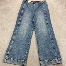 PILCRO by Anthropologie Jeans Women's 29 Kick Mid Rise Crop Wide Acid Wash Denim