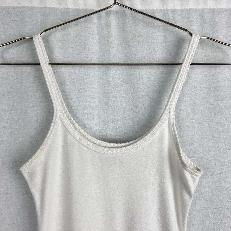 Camiseta sin mangas vintage Hollister Junior mediana Y2K ribete de vieira blanca cami preppy Foto 2 de 4