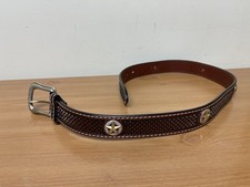 3D Tooled Leather DDD Western Belt Mens Size 34 Brown Texas Star Stud NEW