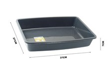 2 PACK MEDIUM 37cm  PLASTIC GREY DOG CAT PET STRONG LITTER TRAY TOILET NEW