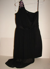Y2K Little Black Cocktail Formal Mini Dress Embellished Rhinestone Sz 9
