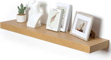 48 Inch Floating Shelf, 12'' Deep Oak Shelves for Wall Set of 1  Invisible Brac