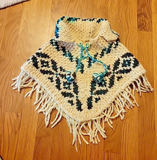 Vintage Hand Knit Hand Made Childs Poncho READ PLEASE