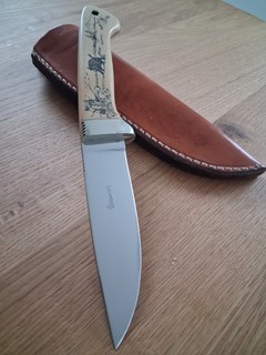 JAGD SAMMLER MESSER HANDGEFERTIGT HEINZ NIEMIETZ SCRIMSHAW UNBENUTZT