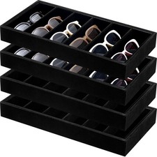 4 Pcs Velvet Sunglasses Organizer Tray 6 Grid Sunglass Organizer Velvet Tray ...