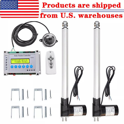 Dual Axis Solar Sunlight Tracker Kit W/ 6000N 18'' Linear Actuators W/ Controller
