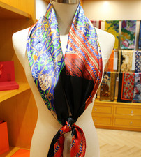 100 Silk Wrap Scarf Bandanna Square Women Neckerchief Bird floral Print 43''