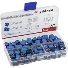 70 PCS 2 3-Pin 5.0mm Pitch PCB Mount Screw Terminal Block Connector Kit