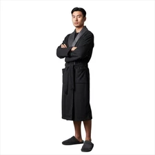 UGG ROBINSON BLACK HEATHER COTTON FLEECE CLASSIC SOFT MEN'S ROBE SIZE M/L NEW