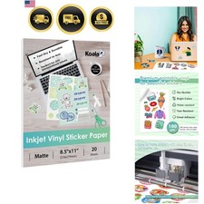 Koala Printable Vinyl Sticker Paper for Inkjet Printer - 20 Sheets Matte Whit...