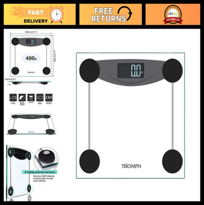 Smart Digital Body Weight Scale - Step-On Tech, LCD Display, 400 lbs Capacity, S
