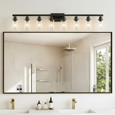 51" Modern Vanity Light 8 Lights Wall Lamp Bathroom Mirror Black Sconce Fixture