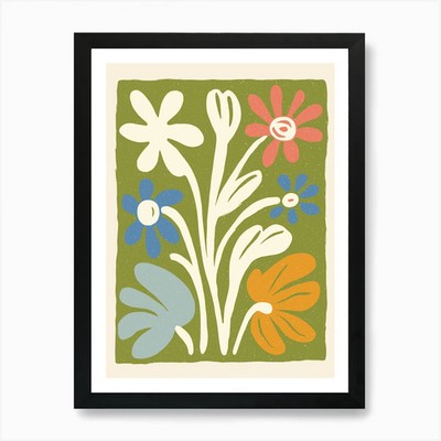 Blumen im Quadrat 1 Kunstdruck gerahmt Wandbild Poster Leinwanddruck Bild