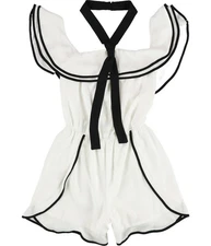 bar III Womens Bow Romper Jumpsuit, washedwhite, L