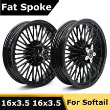 16x3.5 Front Rear Fat Spoke Wheels Rims For Harley Softail Fatboy Heritage Flstf