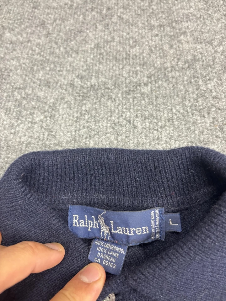 Ralph Lauren Sweater Dress Womens Large Navy Lambswool Polo Collar Long Sleeve - Image 2 of 4